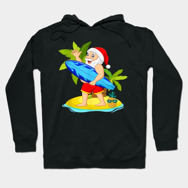 Santa Summer Christmas In July Beach Hoodie by Christyn Evans